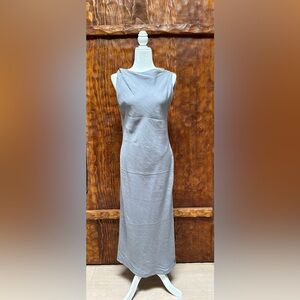 Zara silver gray slip dress with twist shoulder
